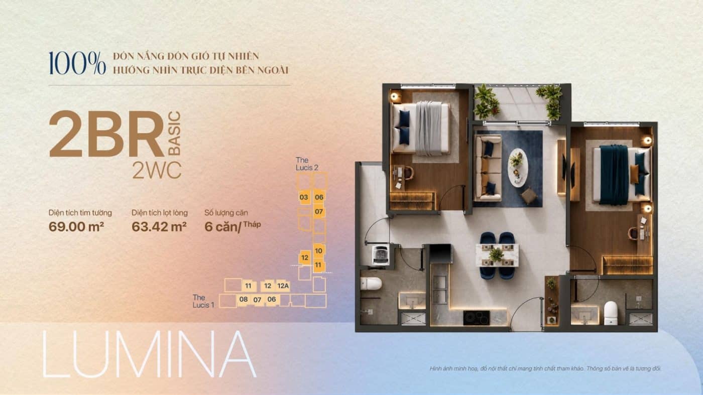 mặt bằng căng hộ tháp The lucis giai đoạn 1